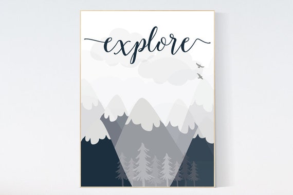 Woodland nursery, explore, nursery wall art woodland, nursery, nursery decor neutral, baby room decor mountains, adventure nursery, woodland