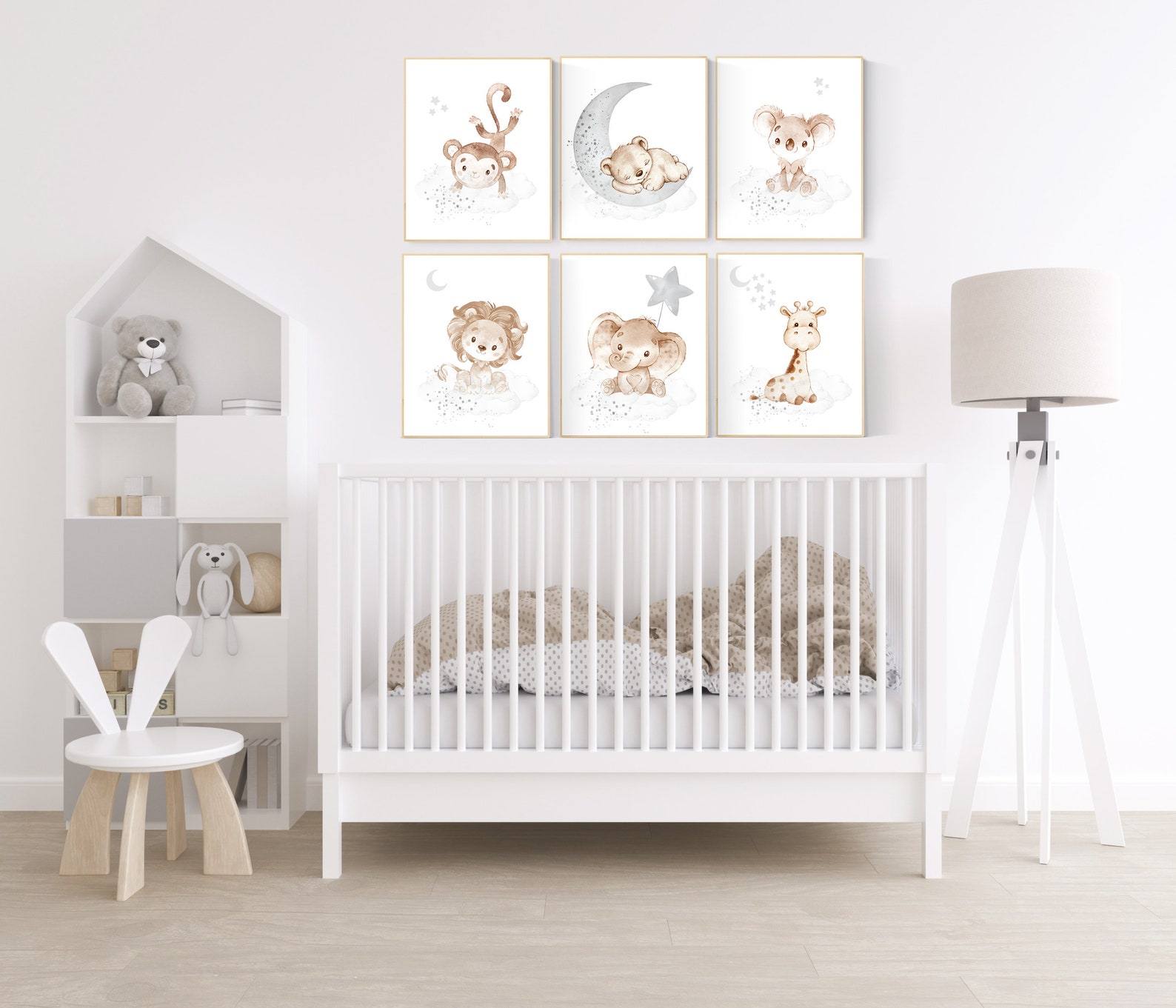 Nursery Decor Gender Neutral Nursery Wall Art Animals Gray - Etsy