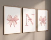 Bow print wall art, Bow nursery print, pink Bow nursery wall art, bow nursery art, bow nursery decor, bow print wall art pink, girl nursery