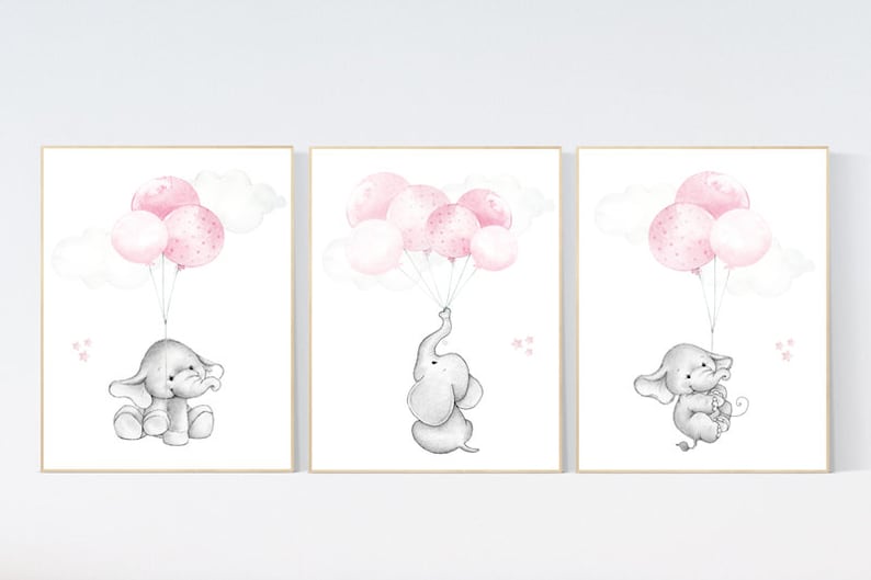 Nursery Wall Art Girl Nursery Decor Girl Pink and Gray Etsy