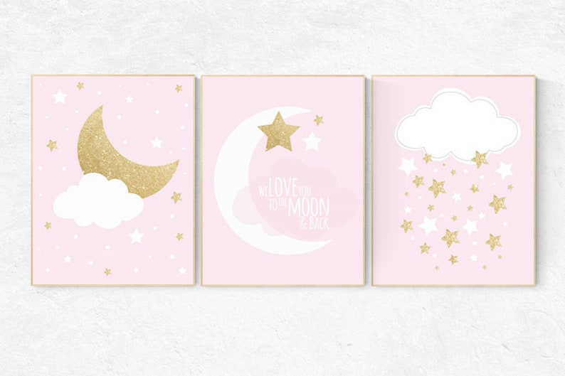 Pink gold nursery decor nursery wall art girl pink and gold Etsy