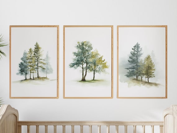 Mountain Nursery Print: Sage Green Forest, Adventure Theme