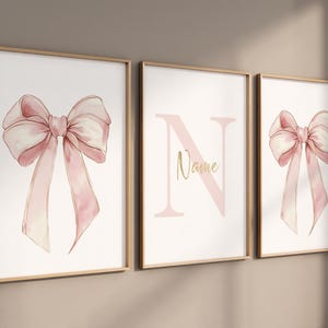 Bow print wall art, Bow nursery print, blush pink and gold, Bow nursery wall art, bow nursery art, bow nursery decor, bow wall art pink