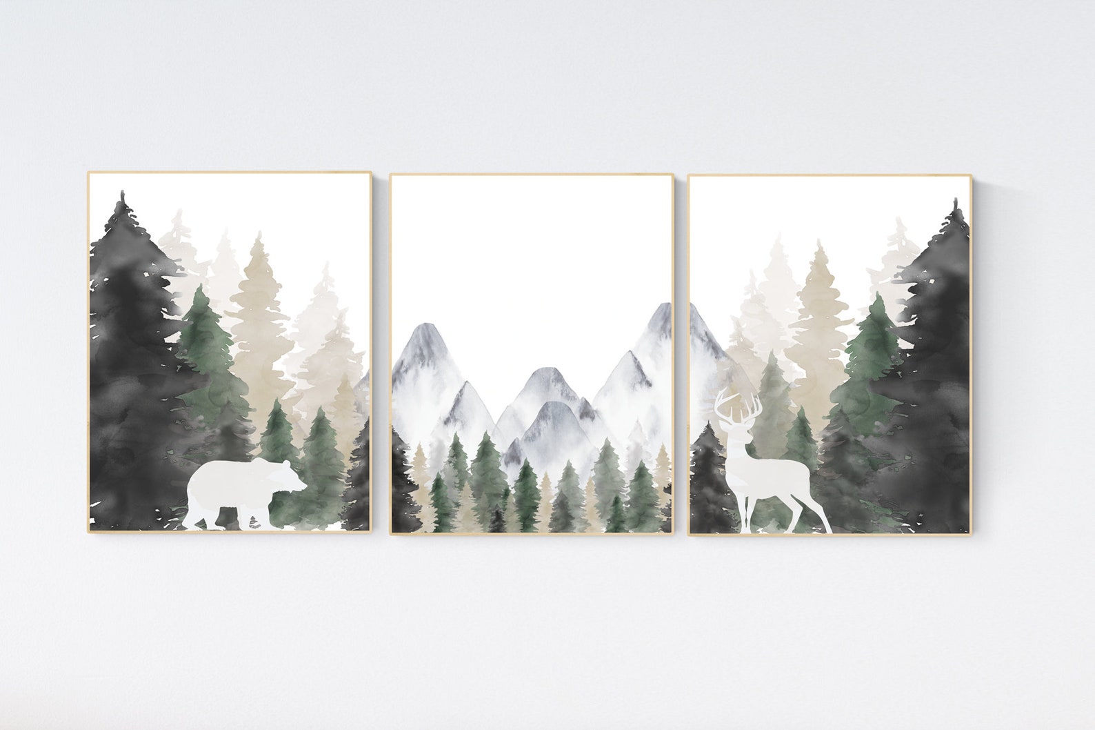 Nursery Decor Mountain Nursery Wall Art Tree Nursery Decor Etsy