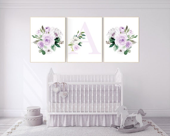 Nursery decor girl floral, Nursery decor girl purple, nursery decor girl flower, lavender, lilac nursery, nursery decor girl name, boho