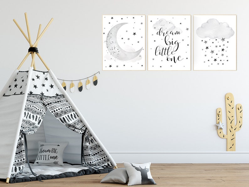 Nursery Wall Art Black and White Gray Nursery Nursery Decor Etsy