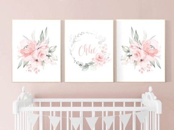 Nursery decor girl floral, nursery decor girl flowers, blush pink, nursery decor girl boho, floral nursery prints, nursery decor girl name