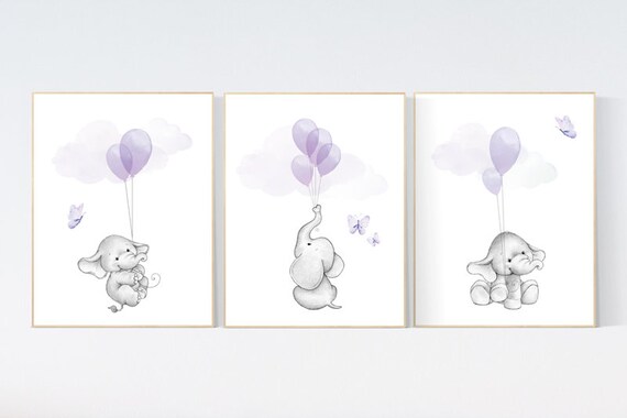 purple elephant nursery decor
