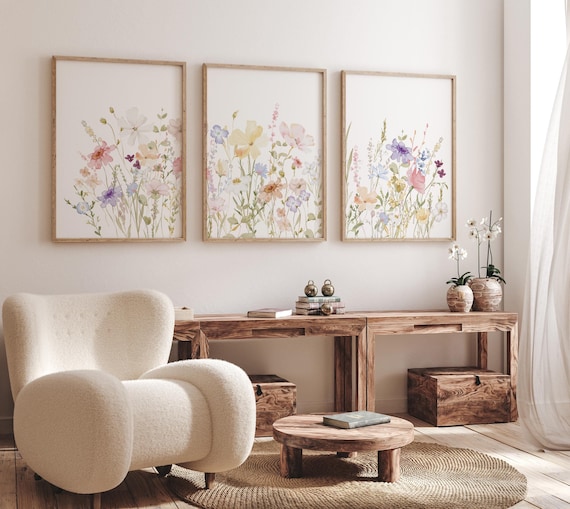 Boho Nursery wall art, Wildflower Nursery Decor, Girl Nursery Decor, pastel colors, flower nursery, Botanical Print, home decor