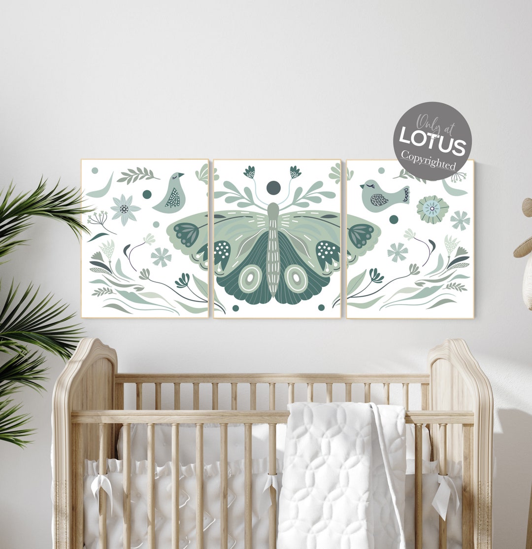 Sage Green Butterfly Nursery Print: Boho Girl Room Decor - Etsy UK