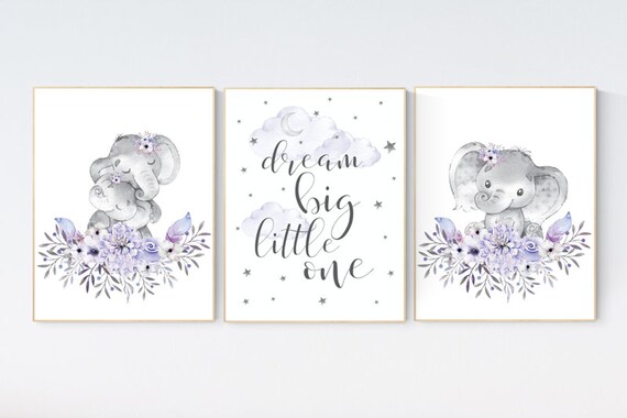 purple elephant nursery decor