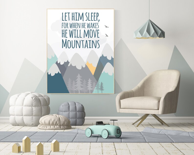 Nursery Decor Adventure Mountain Nursery Wall Art Woodland Etsy