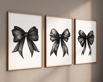 Black Bow Nursery Print: Watercolor Wall Art