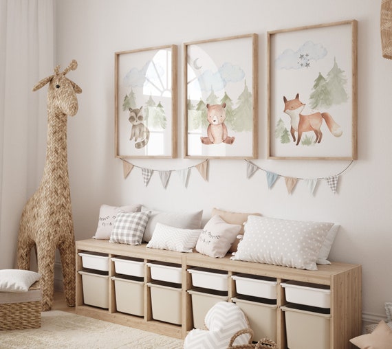 Nursery decor woodland, Woodland Nursery Wall Art, Woodland Print Set, animal prints, Woodland Animal Prints, gender neutral nursery