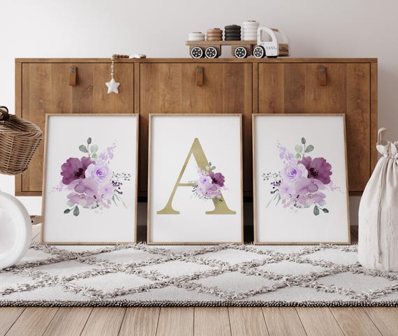 Floral Nursery Decor Girl: Purple Lavender Flower Prints