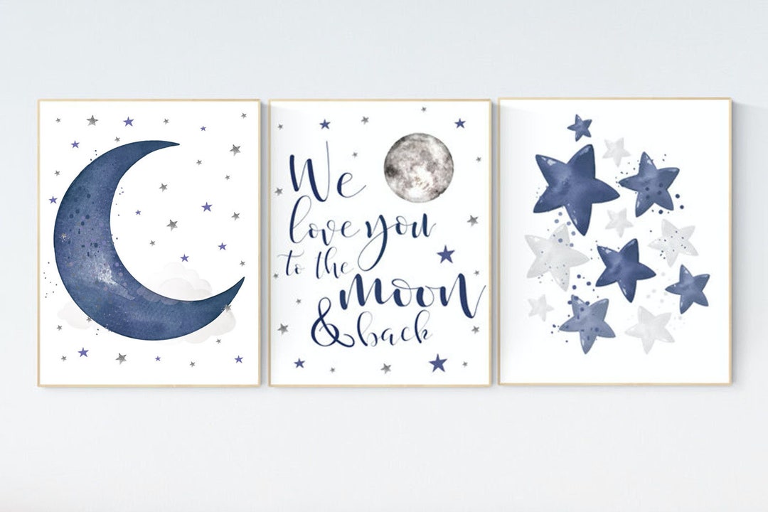 Nursery Decor Boy Navy Blue, Nursery Wall Art Boy, Navy Nursery Decor