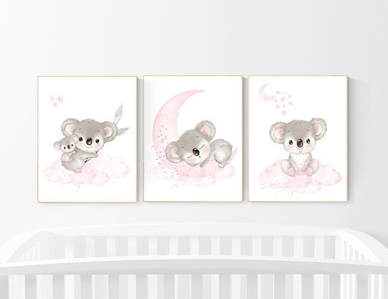 Nursery Decor Girl Koala Nursery Decor Koala Print Pink Etsy
