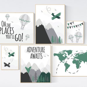 Decoração de berçário de aventura, decoração de berçário menino aventura, decoração de berçário menino avião, mapa-múndi berçário, aventura espera, oh os lugares