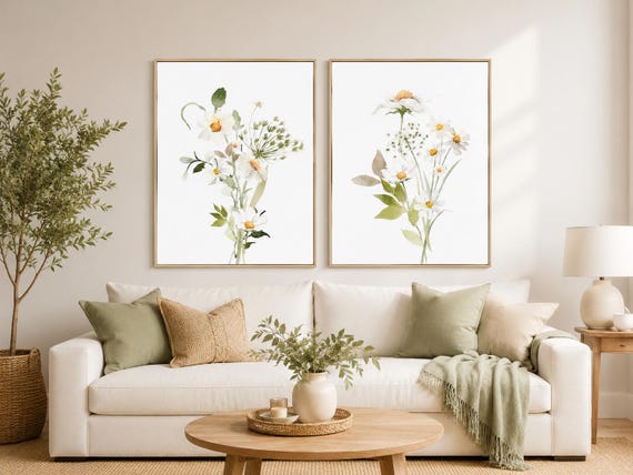 Daisy Nursery Print: Boho Wildflower Wall Art