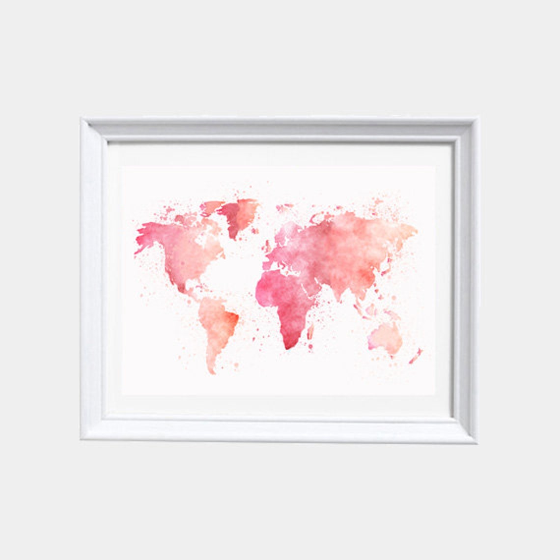 Watercolor World Map Pink Nursery Wall Art Nursery Print Etsy