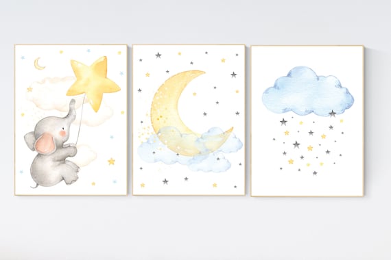 Nursery decor neutral, dream big little one, cloud nursery decor, star and moon nursery decor, moon and stars nursery gender neutral nursery