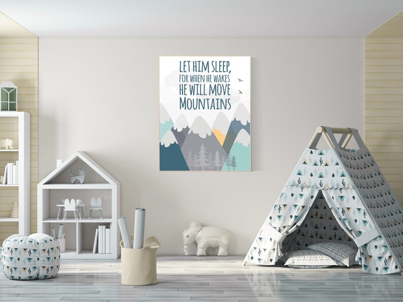 Nursery Decor Adventure Mountain Nursery Wall Art Woodland Etsy