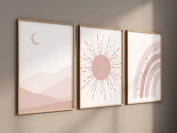 Boho nursery, blush pink, Nursery prints rainbow, Nursery decor girl, sunshine nursery, Abstract Art, rainbow nursery, boho prints for girls