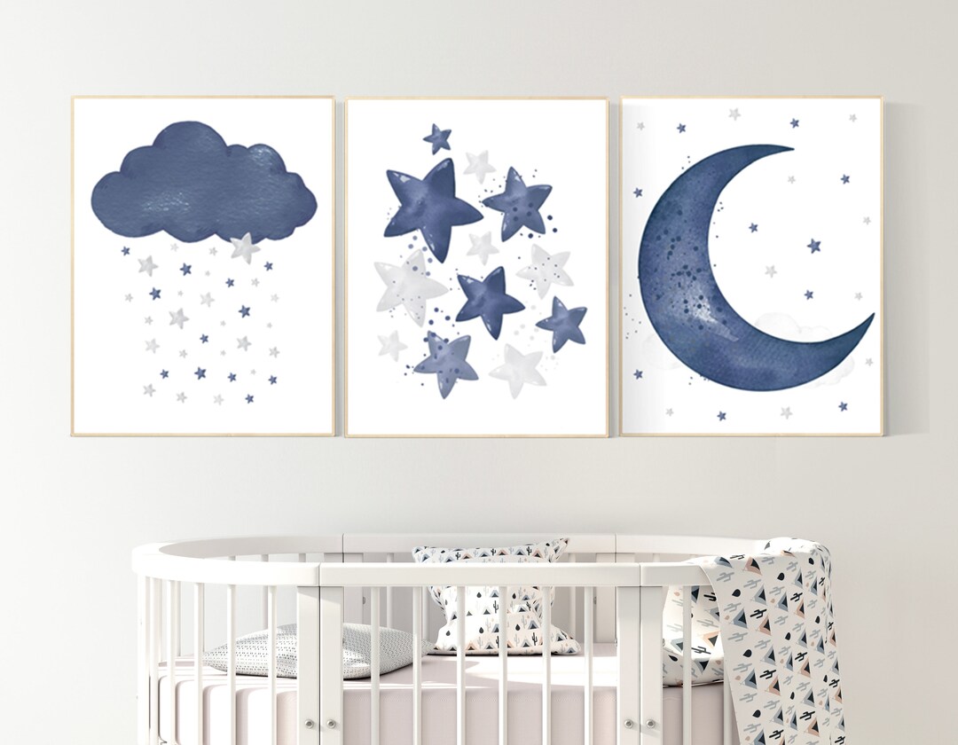 Navy Nursery Decor Boy, Navy Blue Nursery Art. Baby Room Wall Art, Boy