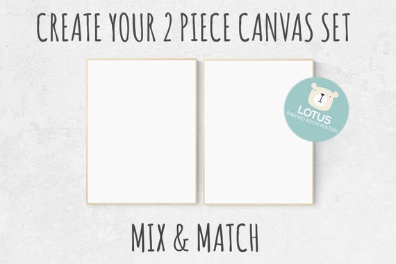 Choose Any 2 prints, Mix and match! Create your canvas set, Custom nursery decor, canvas nursery prints, set of 2 canvas prints, canvas