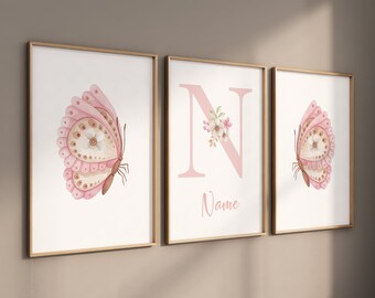 Nursery prints girl butterfly, light pink nursery, Butterfly Nursery Art, Girl Nursery Art, Butterfly Nursery for Baby Girl, Butterfly Art