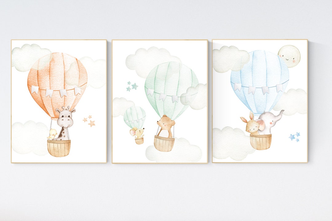 Hot Air Balloon Animal Nursery Print: Gender Neutral Decor - Etsy