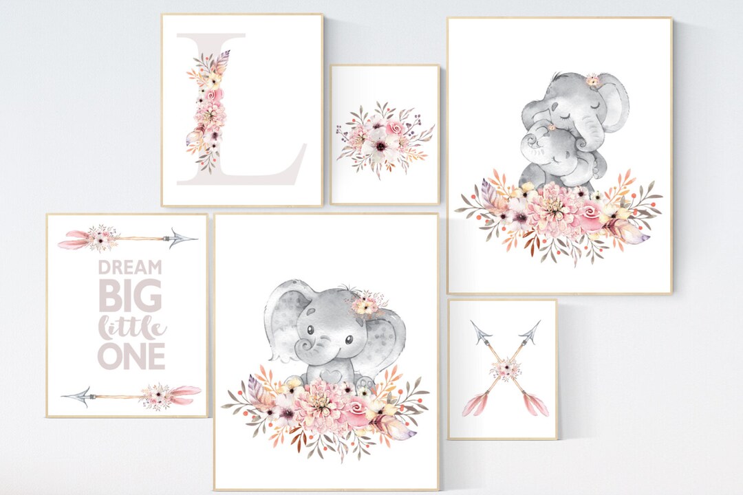 Nursery Decor Girl Boho, Nursery Decor Girl Coral, Nursery Decor Floral ...