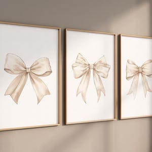 Bow print wall art, Beige Bow Print, Bow nursery print, Bow nursery wall art, bow nursery art, bow nursery decor, cream bow print, teen room