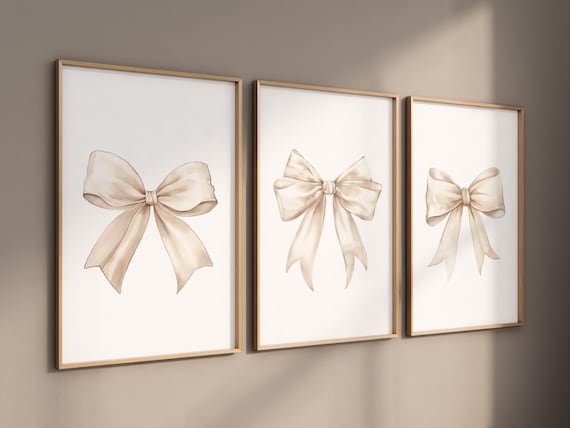 Bow print wall art, Beige Bow Print, Bow nursery print, Bow nursery wall art, bow nursery art, bow nursery decor, cream bow print, teen room