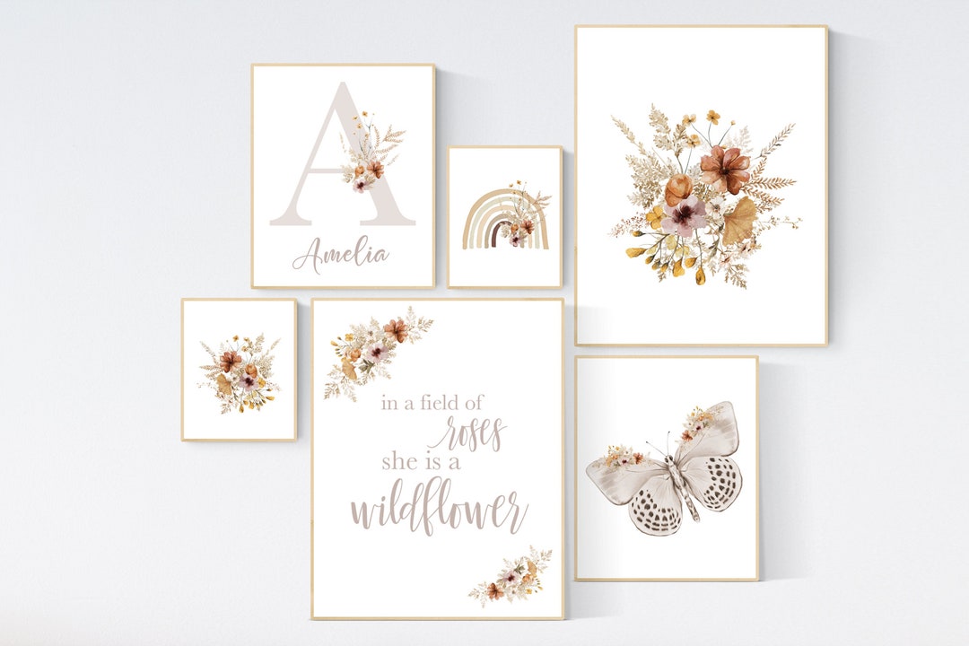 Wildflower Nursery Print Set: Boho Floral Decor - Etsy