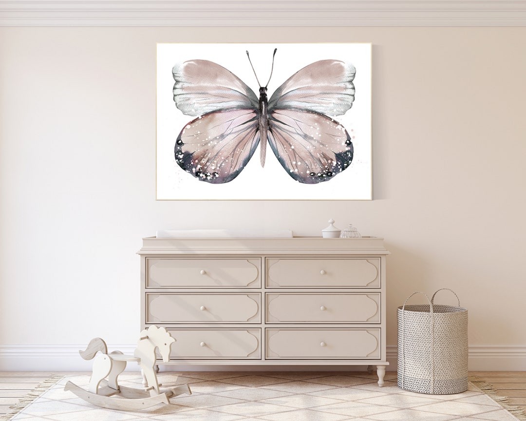 Blush Pink Butterfly Nursery Art Print: Neutral Girls Room Decor - Etsy