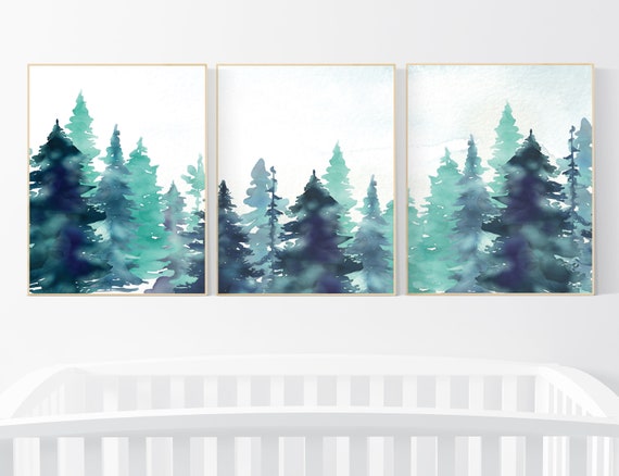 Nursery decor boy mountain, woodland nursery, adventure theme nursery, woodland, gender neutral, forest nursery, mountains, forest, tree