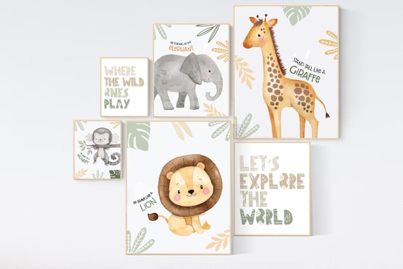 Safari Nursery Wall Art, Nursery wall art animals, gender neutral nursery, Animals Nursery Prints, Woodland Nursery Decor, animal prints
