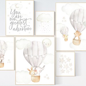 Neutral Nursery Decor: Hot Air Balloon Animal Prints - Etsy