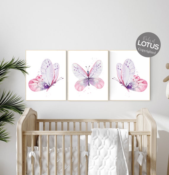 Nursery decor girl butterfly, purple pink, Butterfly Nursery Art, Girl Nursery Art, Butterfly Nursery Decor for Baby Girl, lilac, lavender