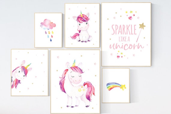 Nursery decor girl unicorn, unicorn nursery decor, unicorn nursery wall decor, girl room decor, pink purple, unicorn room decor for girls