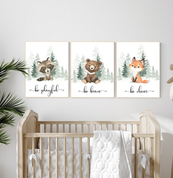 Nursery decor woodland, Woodland Nursery Wall Art, Woodland Print Set, animal prints, Woodland Animal Prints, gender neutral nursery