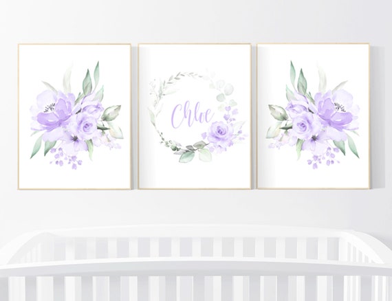 Nursery decor girl flower, Nursery decor girl purple, nursery decor girl flower, lavender, lilac nursery, nursery decor girl name, boho