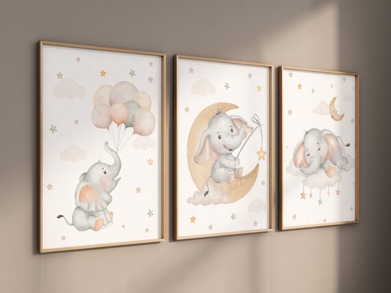 Nursery decor elephant, nursery decor, gender neutral, neutral colors, elephant nursery, beige, baby room decor, nursery prints