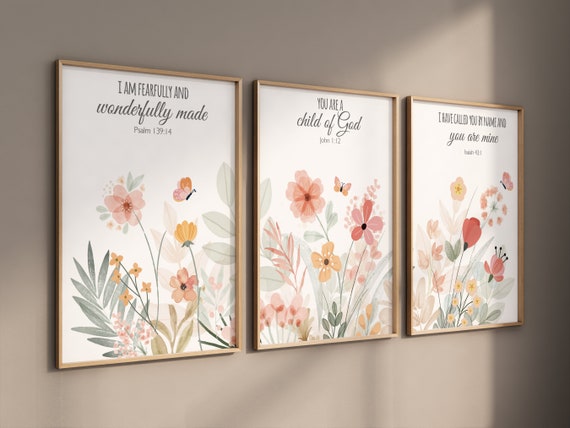 Boho Nursery wall art, Wildflower Nursery Decor, Floral Nursery, Girl Nursery Decor, vintage flower nursery, bible verse, christian wall art