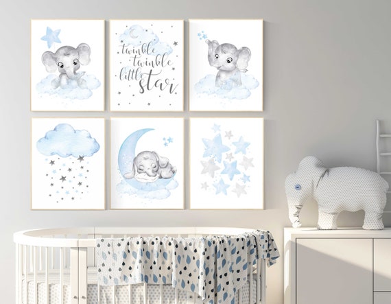 Nursery prints boy, animal prints, elephant, twinkle twinkle little star, nursery wall art, elephant nursery art, boy nursery ideas, animals