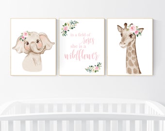 Estampas de animais de safári para quarto de bebê: decoração boho com tema de floresta