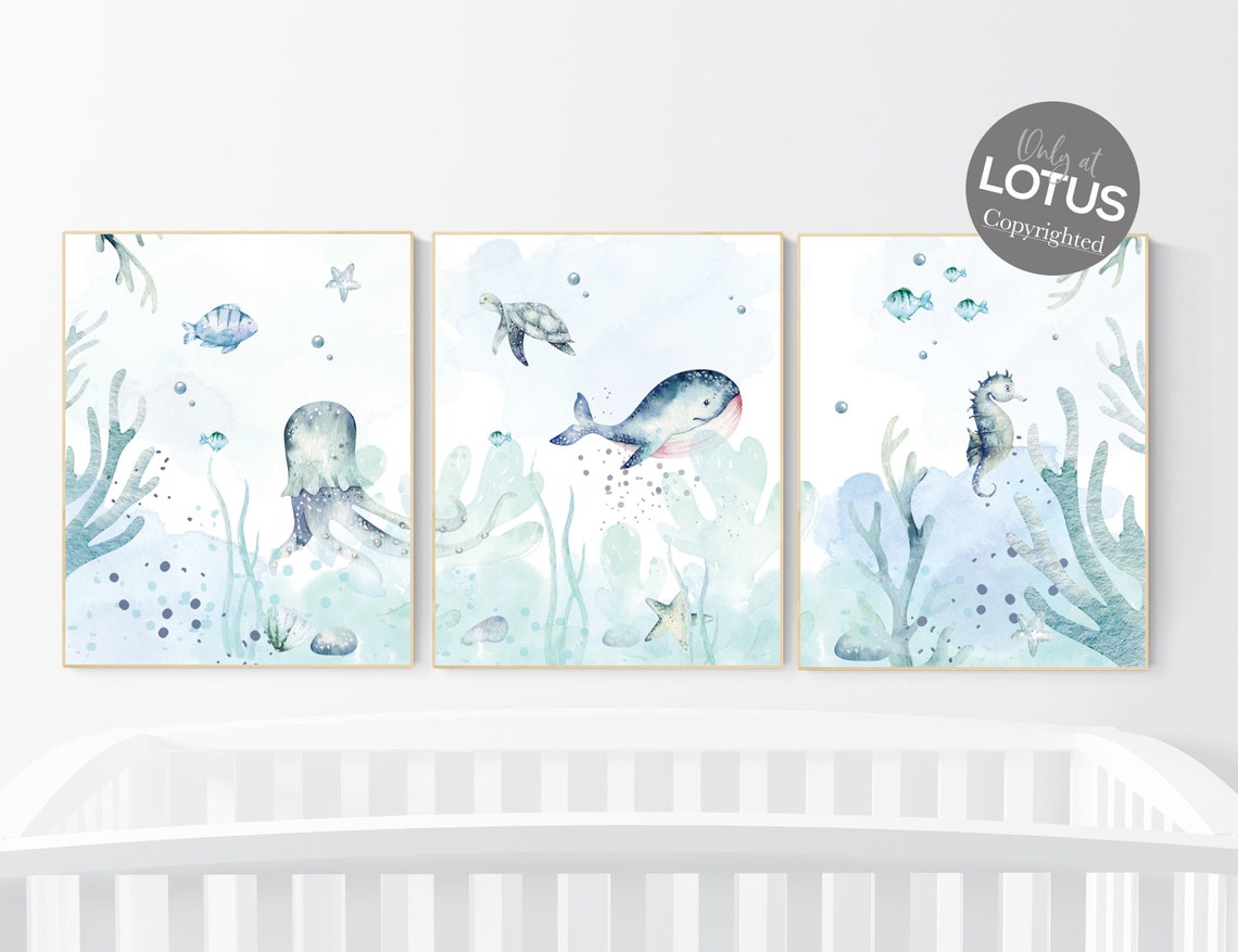 Nursery Decor Ocean Nursery Wall Art Ocean Under the Sea Etsy