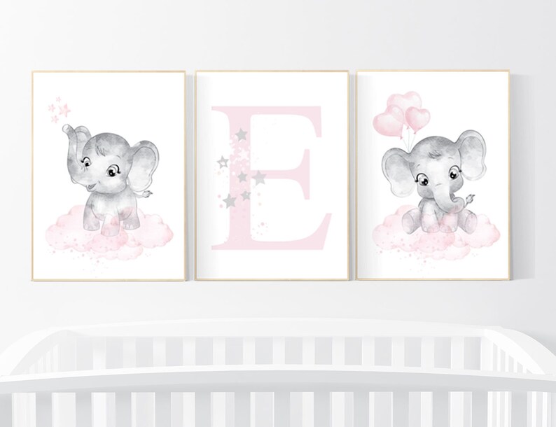Nursery Decor Girl Elephant Nursery Nursery Wall Art Etsy