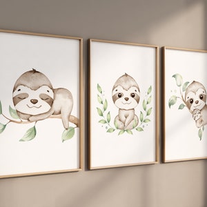 Sloth nursery decor, gender neutral, sloth prints, nursery wall art, nursery prints animals, nursery decor boy, nursery decor girl
